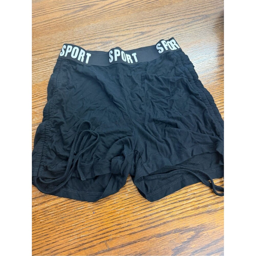 Black Women's High-Rise Bike Shorts with Branded Waistband